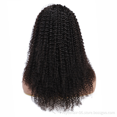 Indian Remy Real Human Hair 16 Inch  Middle Part  Kinky Curl  Natural Color Equal Lace Front Wig Natural Hairline With Baby Hair